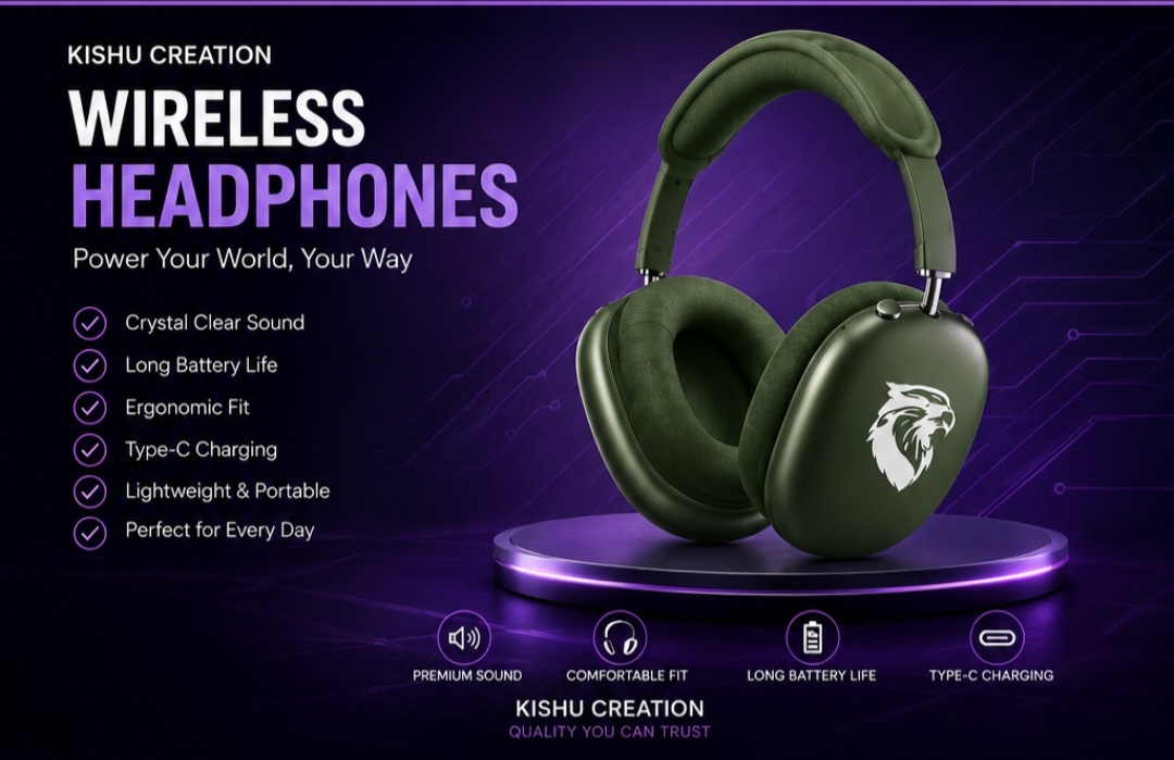 KISHU CREATION VTX-HP-130 Wireless Bluetooth Neckband | Up to 28 Hours Battery | Type-C Fast Charging | Multi Color